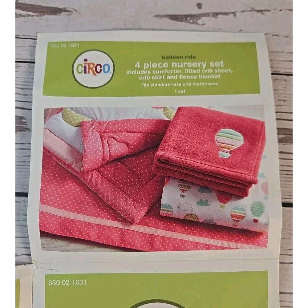 Circo Hot Air Balloon Ride Girls Crib Nursery Bedding Set 4 Pieces Baby Pink New